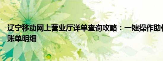 辽宁移动网上营业厅详单查询攻略：一键操作助你轻松掌握账单明细