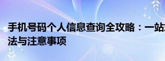 手机号码个人信息查询全攻略：一站式查询方法与注意事项