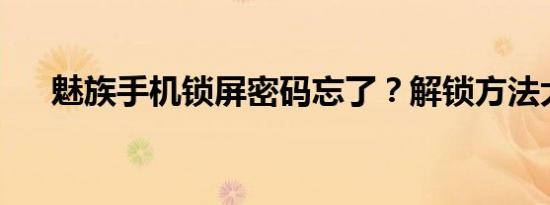 魅族手机锁屏密码忘了？解锁方法大全