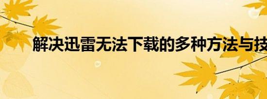解决迅雷无法下载的多种方法与技巧