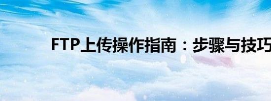 FTP上传操作指南：步骤与技巧