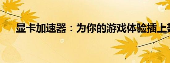 显卡加速器：为你的游戏体验插上翅膀