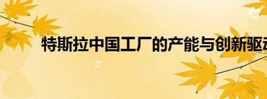 特斯拉中国工厂的产能与创新驱动