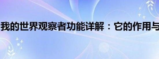 我的世界观察者功能详解：它的作用与重要性