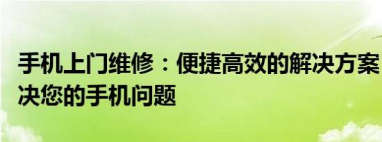 手机上门维修：便捷高效的解决方案，轻松解决您的手机问题