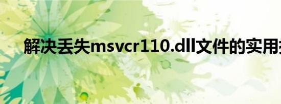 解决丢失msvcr110.dll文件的实用指南