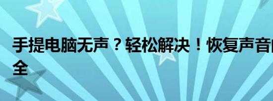手提电脑无声？轻松解决！恢复声音的方法大全