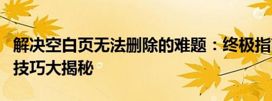 解决空白页无法删除的难题：终极指南与实用技巧大揭秘