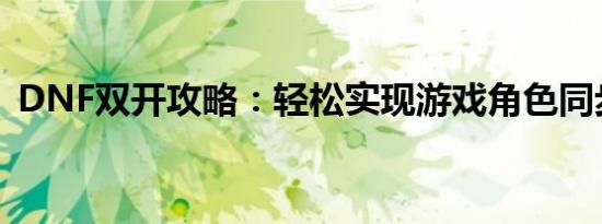 DNF双开攻略：轻松实现游戏角色同步运行