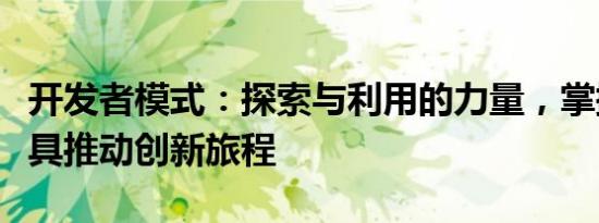 开发者模式：探索与利用的力量，掌握关键工具推动创新旅程
