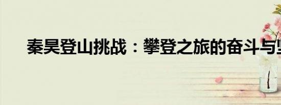 秦昊登山挑战：攀登之旅的奋斗与坚韧