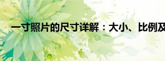 一寸照片的尺寸详解：大小、比例及应用