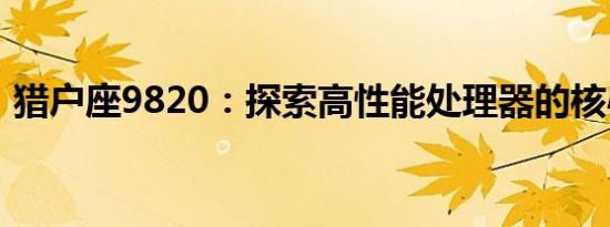 猎户座9820：探索高性能处理器的核心秘密