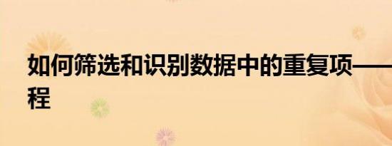 如何筛选和识别数据中的重复项——完整教程