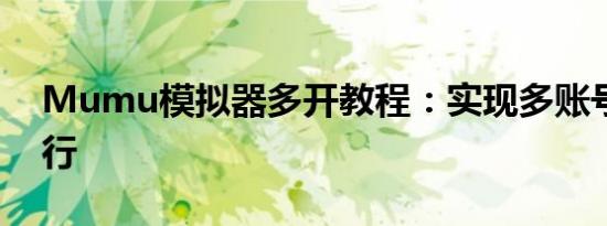 Mumu模拟器多开教程：实现多账号同步运行