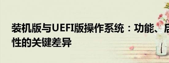 装机版与UEFI版操作系统：功能、启动及特性的关键差异