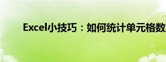 Excel小技巧：如何统计单元格数量