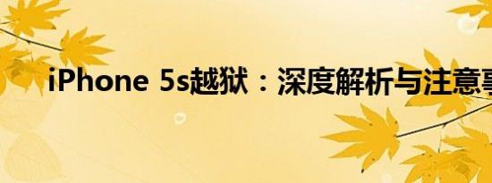 iPhone 5s越狱：深度解析与注意事项