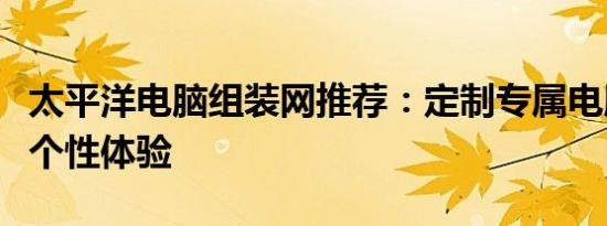 太平洋电脑组装网推荐：定制专属电脑，打造个性体验