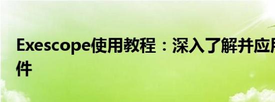 Exescope使用教程：深入了解并应用这款软件