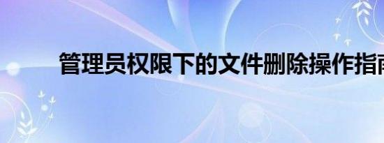 管理员权限下的文件删除操作指南
