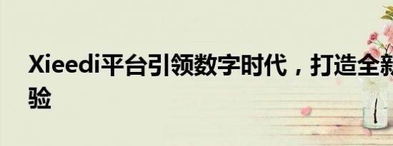 Xieedi平台引领数字时代，打造全新在线体验