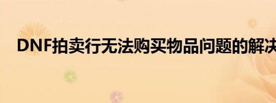 DNF拍卖行无法购买物品问题的解决指南
