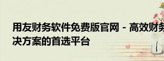 用友财务软件免费版官网 - 高效财务管理解决方案的首选平台