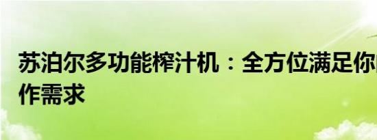 苏泊尔多功能榨汁机：全方位满足你的果汁制作需求