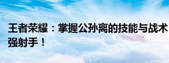 王者荣耀：掌握公孙离的技能与战术，成为最强射手！