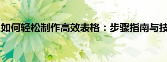 如何轻松制作高效表格：步骤指南与技巧分享