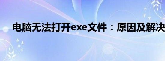 电脑无法打开exe文件：原因及解决方案