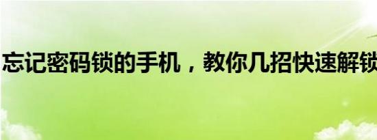 忘记密码锁的手机，教你几招快速解锁的方法