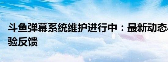 斗鱼弹幕系统维护进行中：最新动态与用户体验反馈