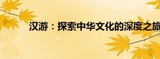 汉游：探索中华文化的深度之旅