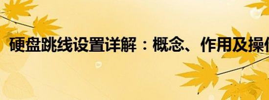 硬盘跳线设置详解：概念、作用及操作步骤