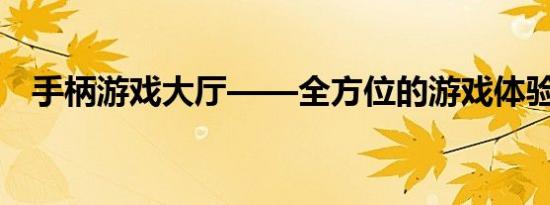 手柄游戏大厅——全方位的游戏体验中心