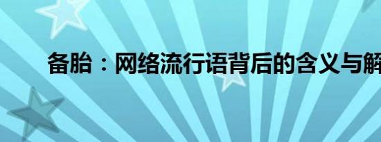 备胎：网络流行语背后的含义与解析