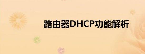 路由器DHCP功能解析