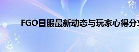 FGO日服最新动态与玩家心得分享