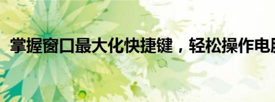 掌握窗口最大化快捷键，轻松操作电脑窗口