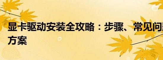 显卡驱动安装全攻略：步骤、常见问题及解决方案
