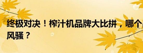 终极对决！榨汁机品牌大比拼，哪个品牌独领风骚？