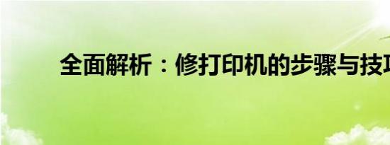 全面解析：修打印机的步骤与技巧