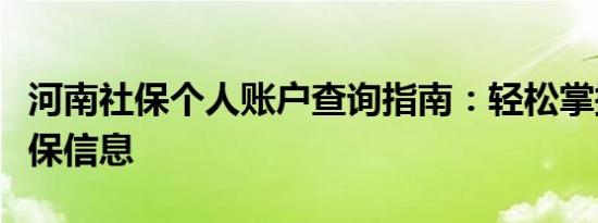 河南社保个人账户查询指南：轻松掌握个人社保信息