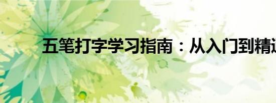 五笔打字学习指南：从入门到精通