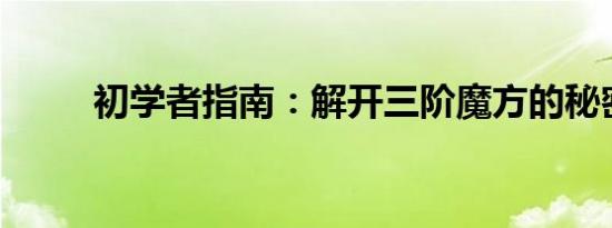 初学者指南：解开三阶魔方的秘密