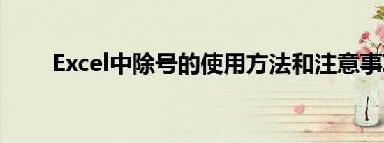 Excel中除号的使用方法和注意事项