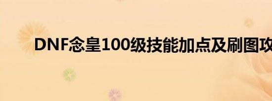 DNF念皇100级技能加点及刷图攻略