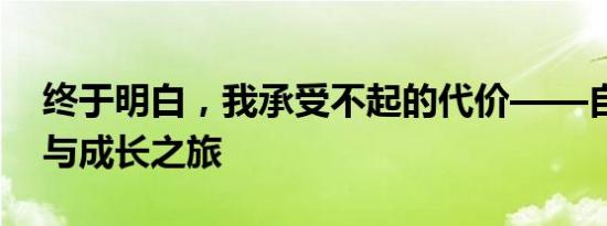 终于明白，我承受不起的代价——自我反省与成长之旅